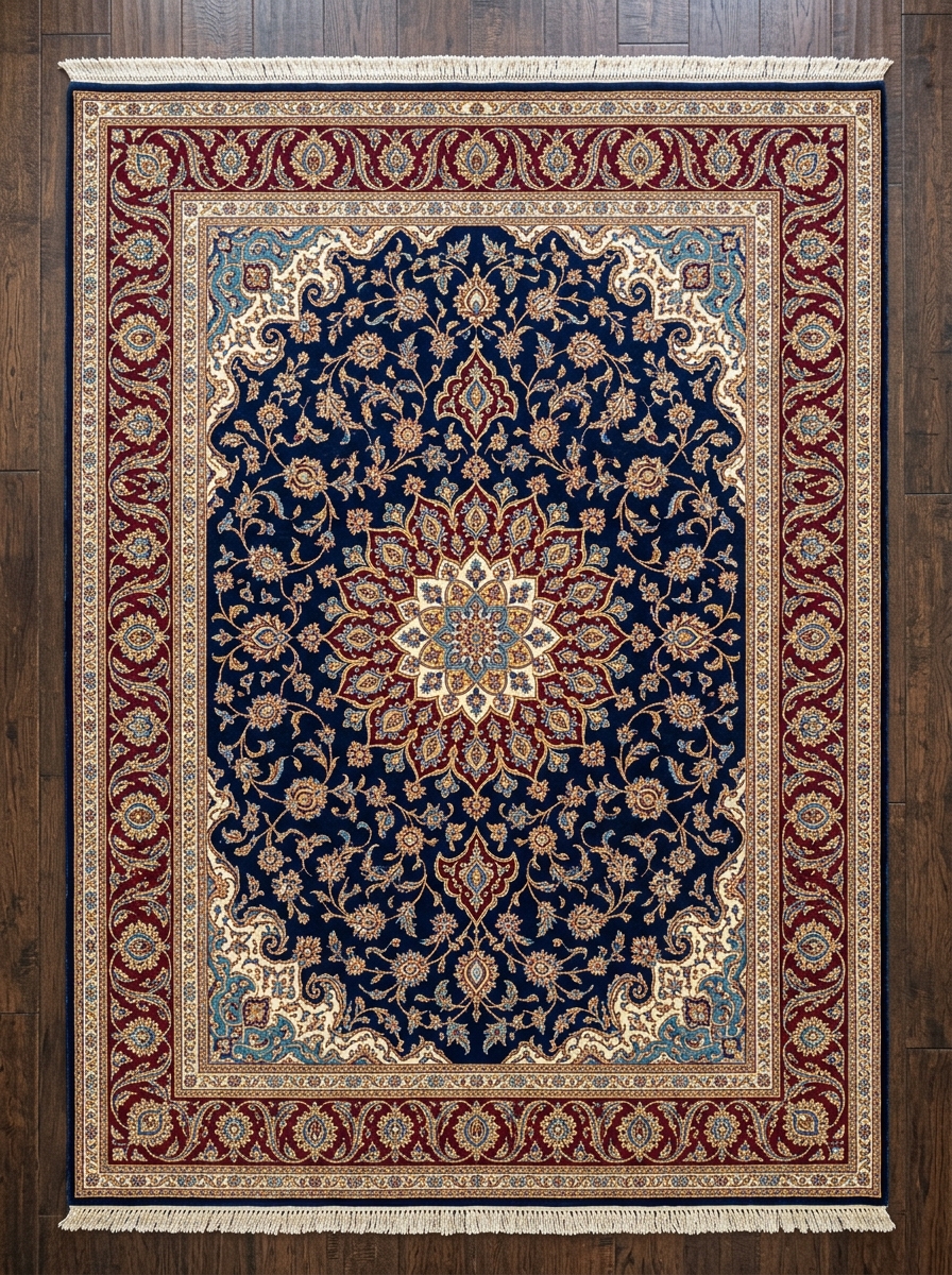 فرش ۱۵۰۰ شانه طرح سلطان آباد کاشان فرحزاد - دستباف گونه با رنگ گیاهی کهنه نما